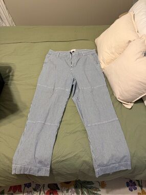 Universal Thread Light Blue & White Striped Wide-Leg Jeans